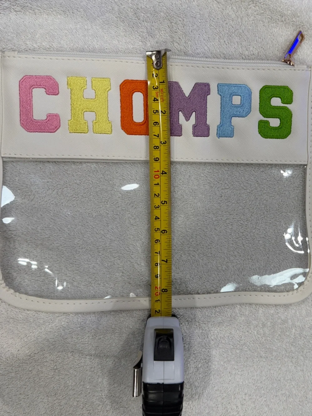 White Krista Horton X CHOMPS Clear Pouch with Multi-Color Lettering